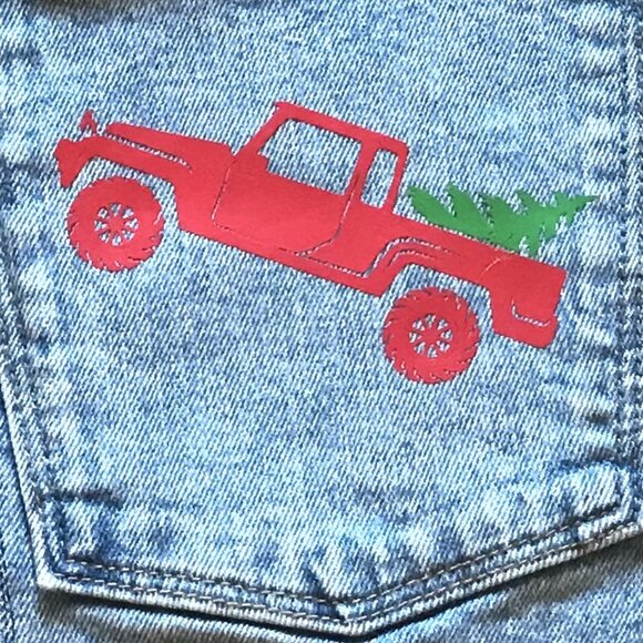 Handmade Christmas Stocking w/Pocket, Country Farmhouse Rustic Pickup Truck - Picture 5 of 9